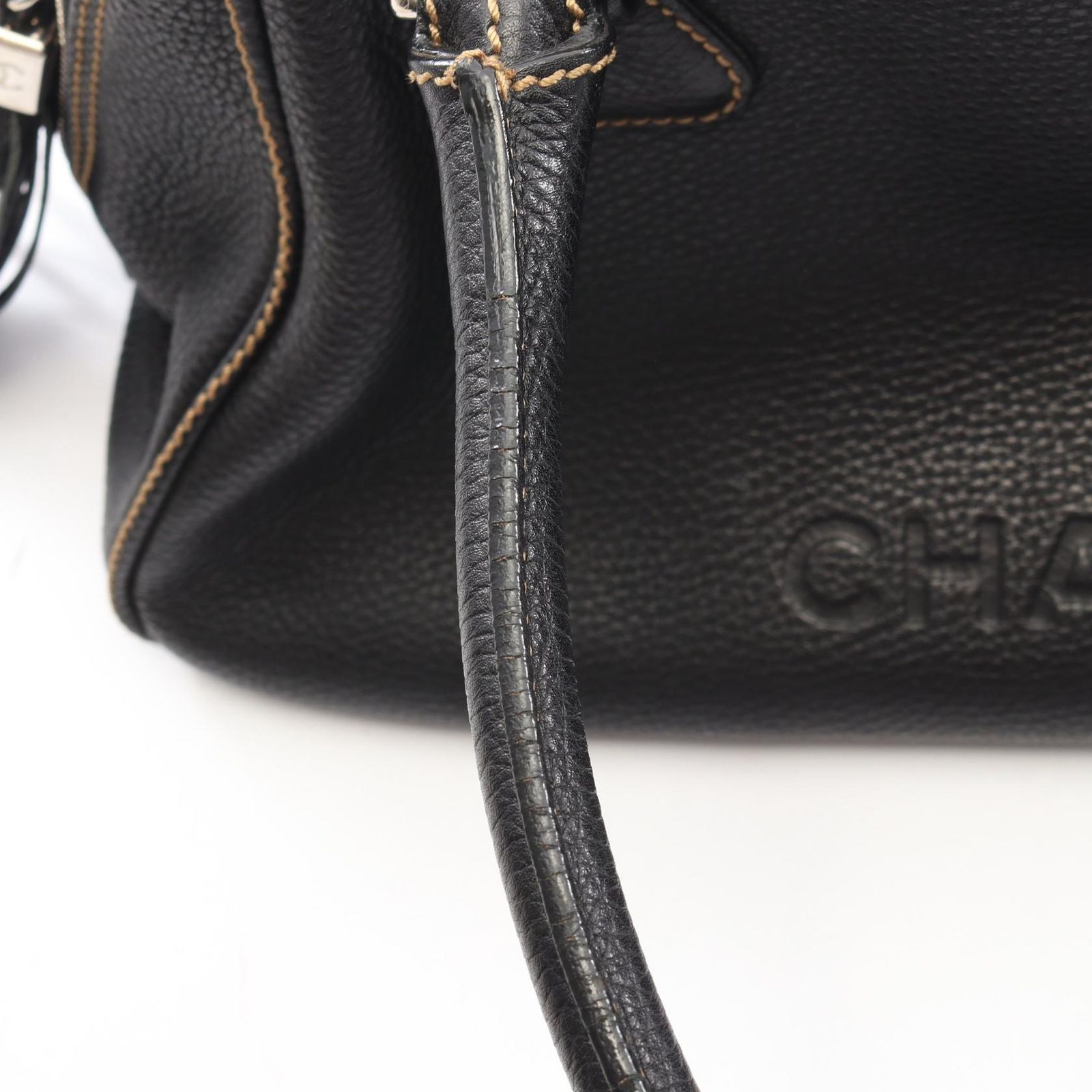 シャネル CHANEL トートバッグ ロゴ フリンジ ブラック レザー ロゴ