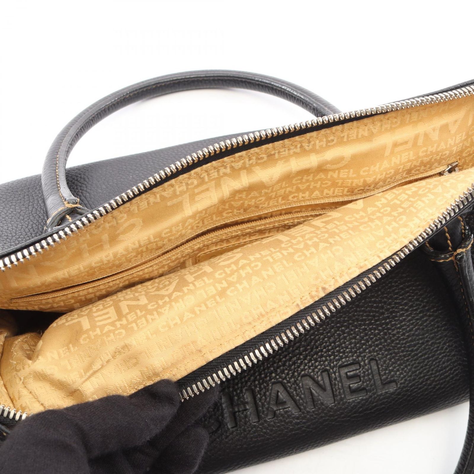 シャネル CHANEL トートバッグ ロゴ フリンジ ブラック レザー ロゴ