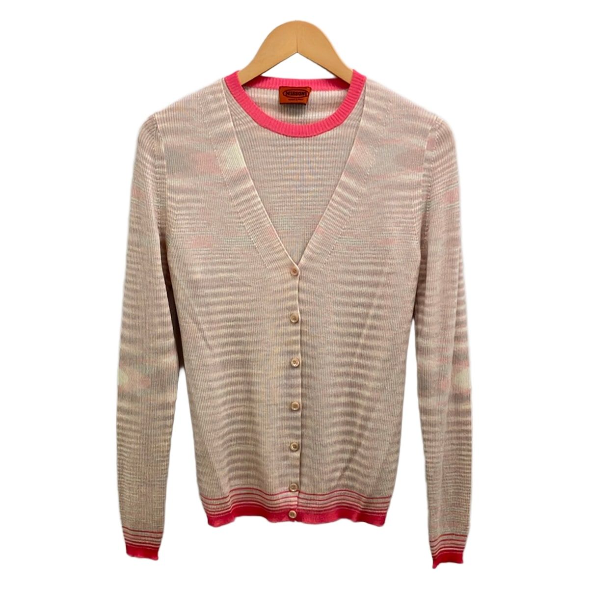 MISSONI(ミッソーニ) アンサンブル レディース美品 - アイボリー×ピンクベージュ×マルチ カシミヤ/シルク/ボーダー
