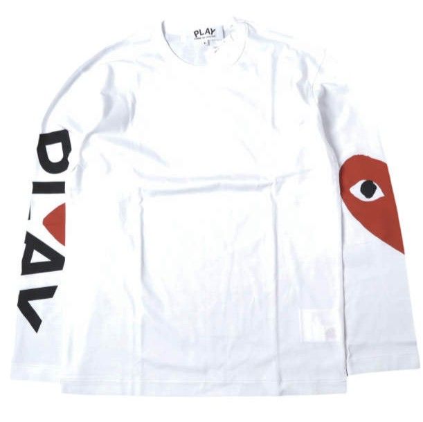 新品 PLAY COMME des GARCONS プレイコムデギャルソン 日本製 BIG HEART LONG SLEEVE T-SHIRT ビッグハート ロングスリーブTシャツ AZ-T258-051 XL WHITE 長袖 Filip Pagowski