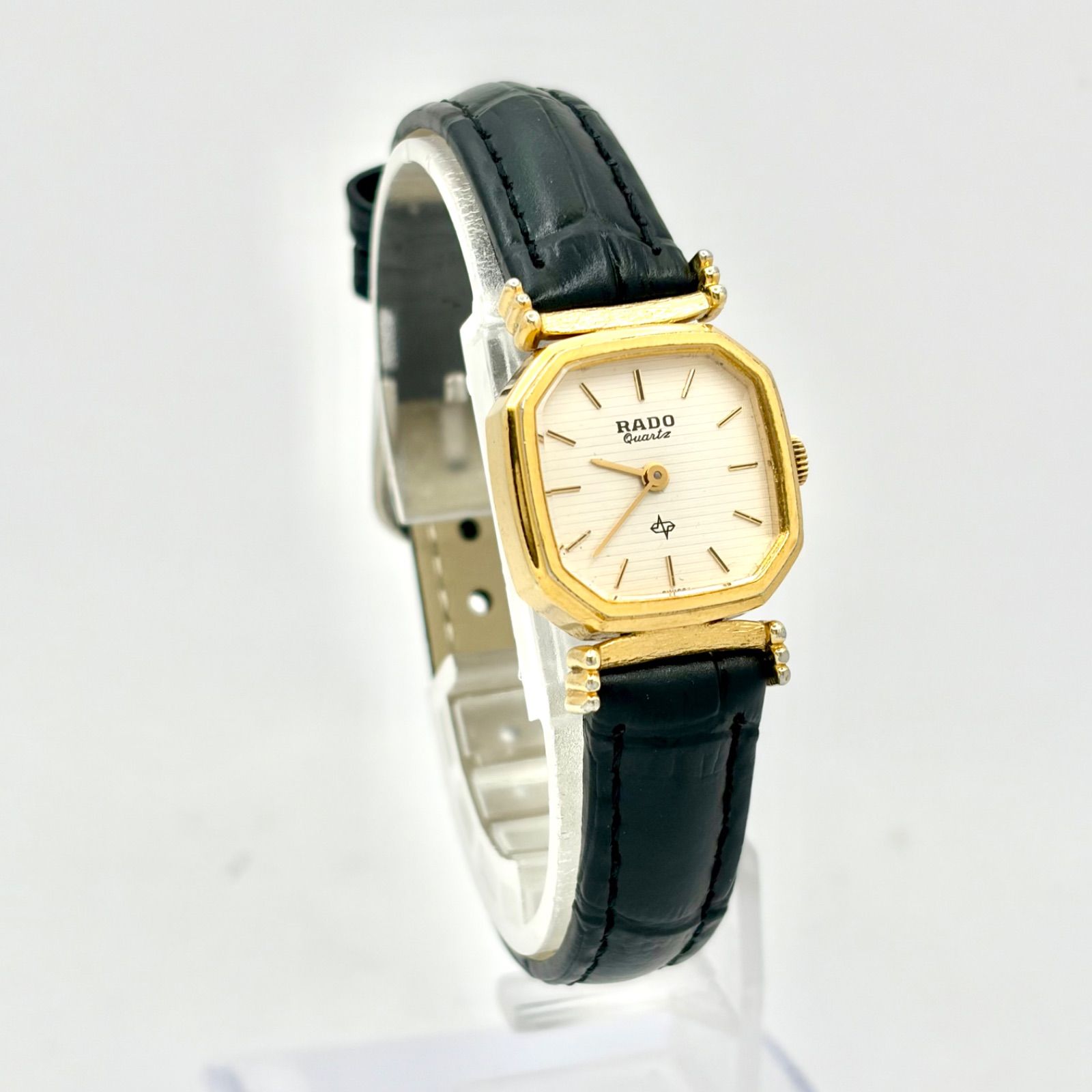 【新品電池】RADO オクタゴン ゴールド ブラック文字盤 ビンテージ 腕時計 新品電池】RADO ラドー レディース 腕時計 ゴールド オクタゴン
