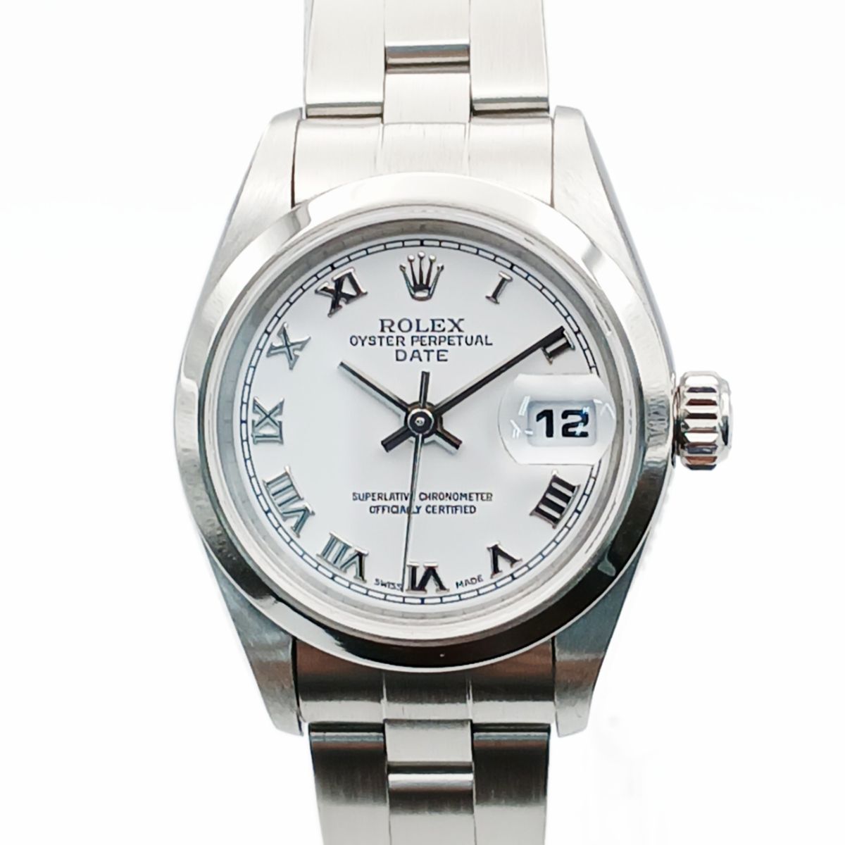 ROLEX ロレックス オイスターパーペチュアル デイト ローマ数字 Y番 26ｍｍ 自動巻き オイスターブレス 腕時計 79160 レディース ステンレススチール ホワイト シルバー 中古