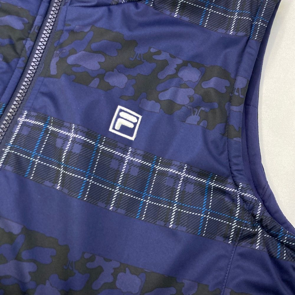サイズ：L FILA GOLF フィラゴルフ リバーシブル 中綿ベスト 総柄