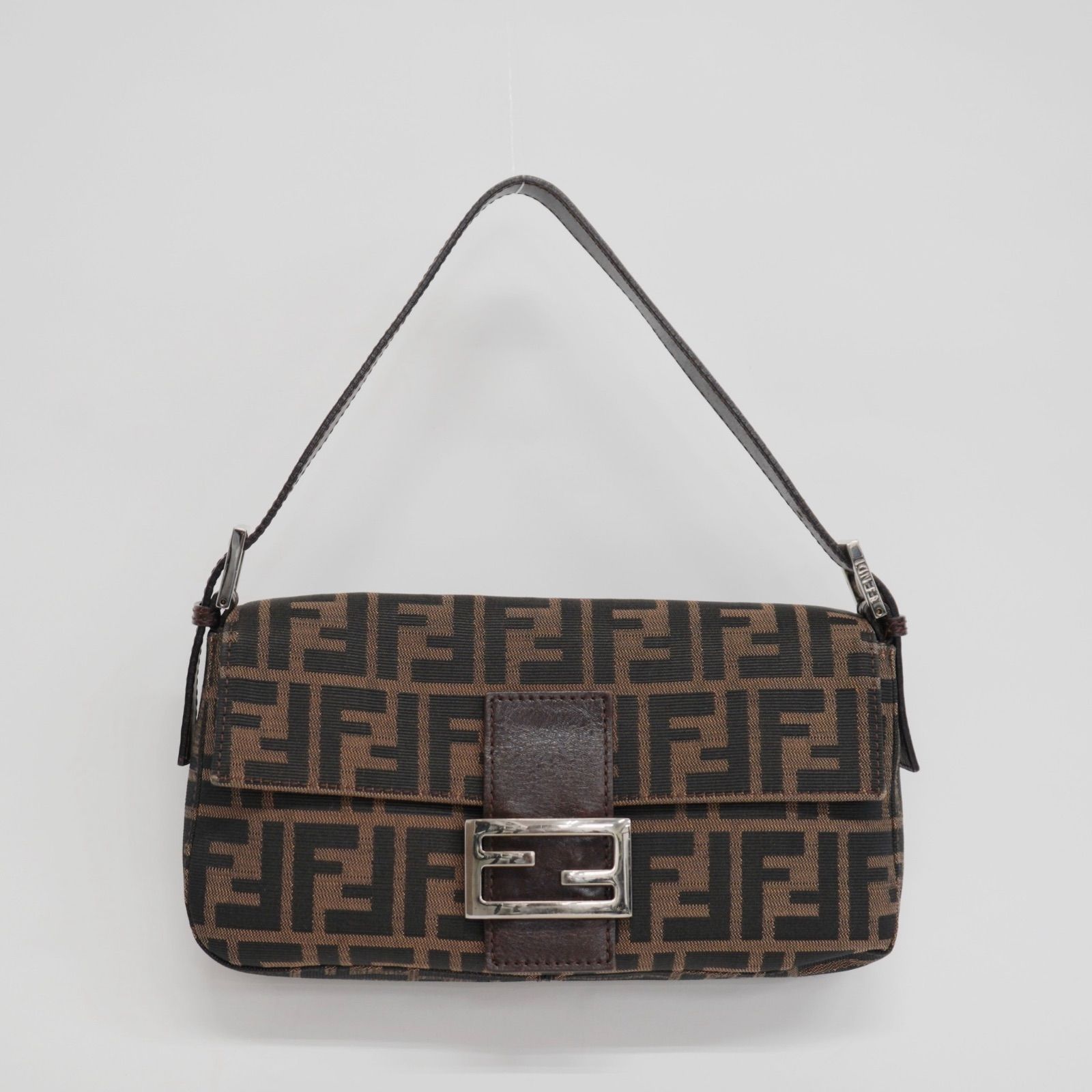 FENDI フェンディ ズッカ マンマバケット キャンバス×レザー ワンショルダーバッグ ブラウン 26424