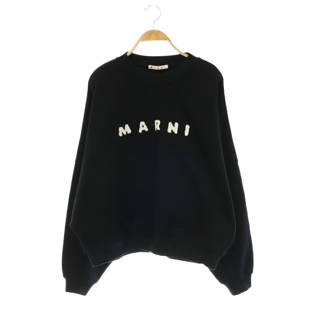 マルニ MARNI マルニ 25AW スウェットシャツ トレーナー プルオーバー ロゴプリント 38 黒 白 FLJE0185P7 /CX ■OS