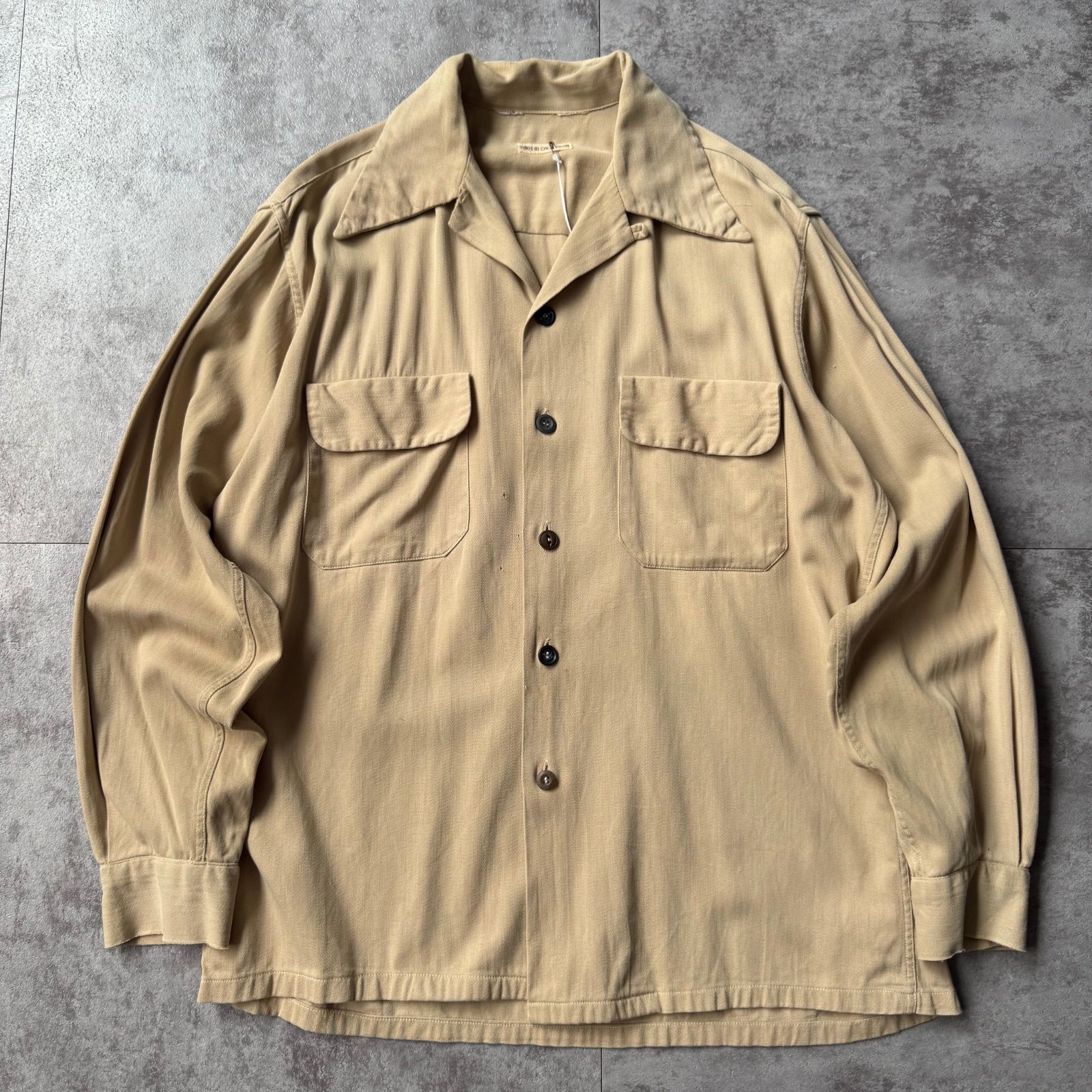 1950's US Vintage Gabardine Loop Shirt made in California / 50年代 アメリカンビンテージ ギャバジン 開襟シャツ カリフォルニア製