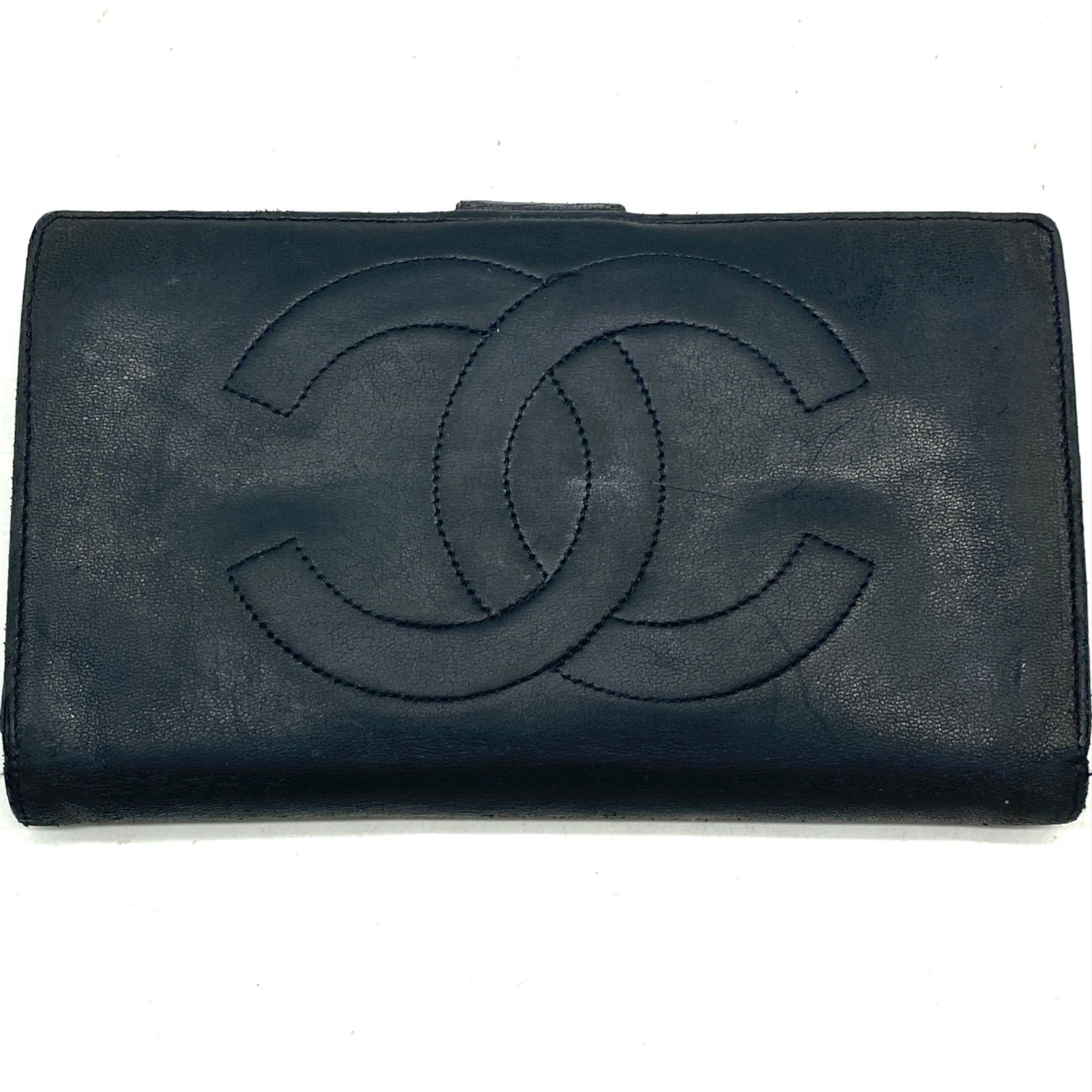 CHANEL シャネル ビコローレ ラムスキン 長財布 がま口 ココマーク 黒 シャネル がま口 ココマーク ラムスキン 二つ折り 長財布 ブラック