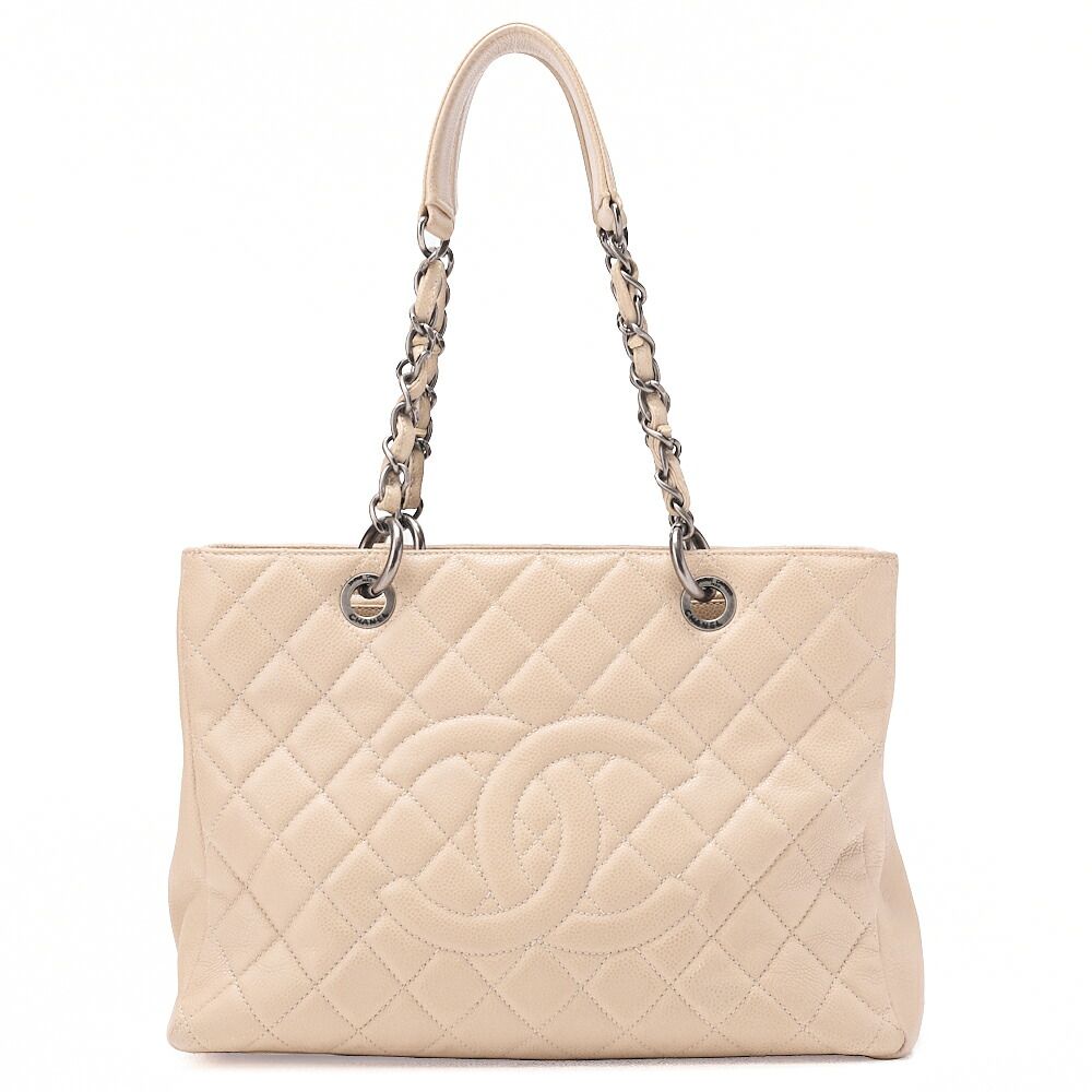 CHANEL シャネル マトラッセ　 GST 　チェーントートバック　 キャビスキン 　ベージュ　 シルバー金具 レディースバッグ ブランド【中古】【送料無料】