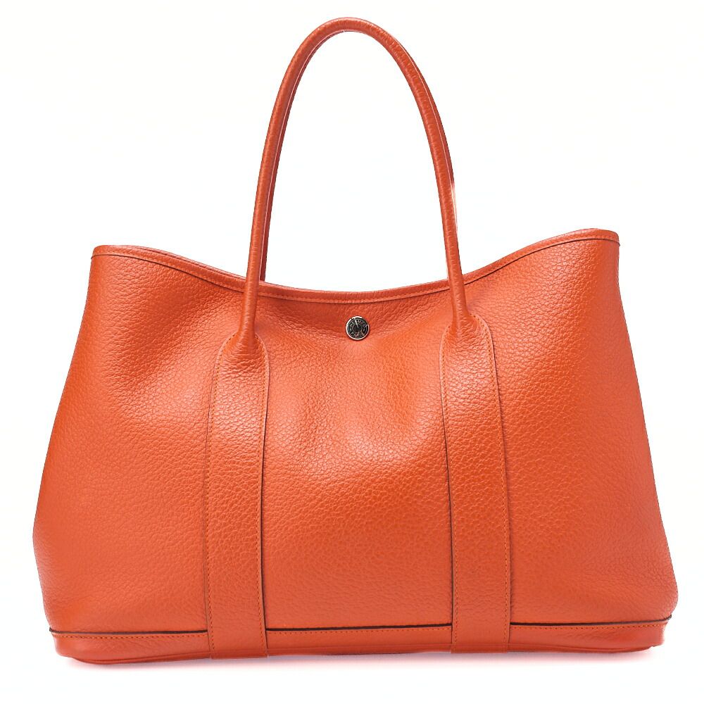 HERMES エルメス 　ガーデンパティPM　ネゴンダ　トートバッグ　オレンジポピー　シルバー金具　 レディースバッグ　ブランド【中古】【送料無料】