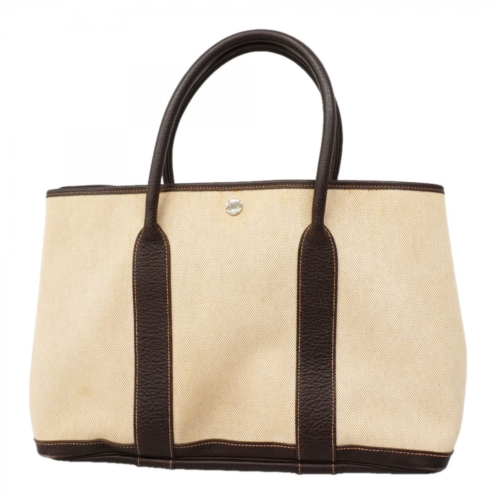 エルメス(Hermes) エルメス トートバッグ ガーデンPM トワルアッシュ ブラウン □J刻印レディース
