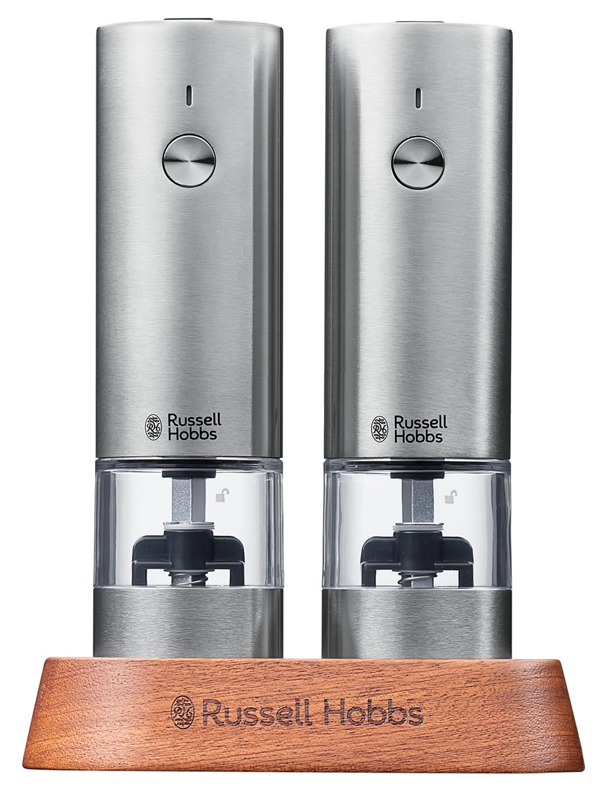 ラッセルホブス 電動ミル 充電式 ソルト&ペッパー 岩塩 胡椒 スパイス 粗さ調節可能 ミニ 2本セット シルバー 7942JP送料無料 606b8a95