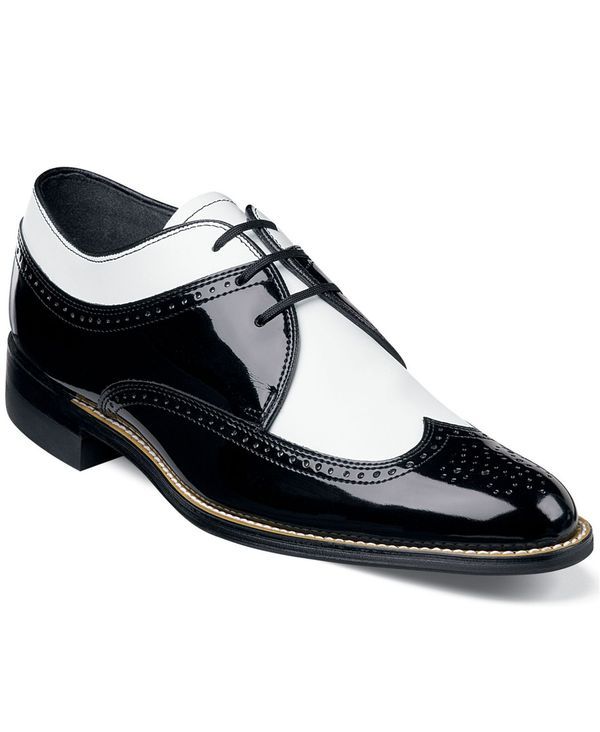 ステイシーアダムス メンズ シューズ スニーカー レース Stacy Adams Dayton WingTip LaceUp Shoes Black Patent and White Leather