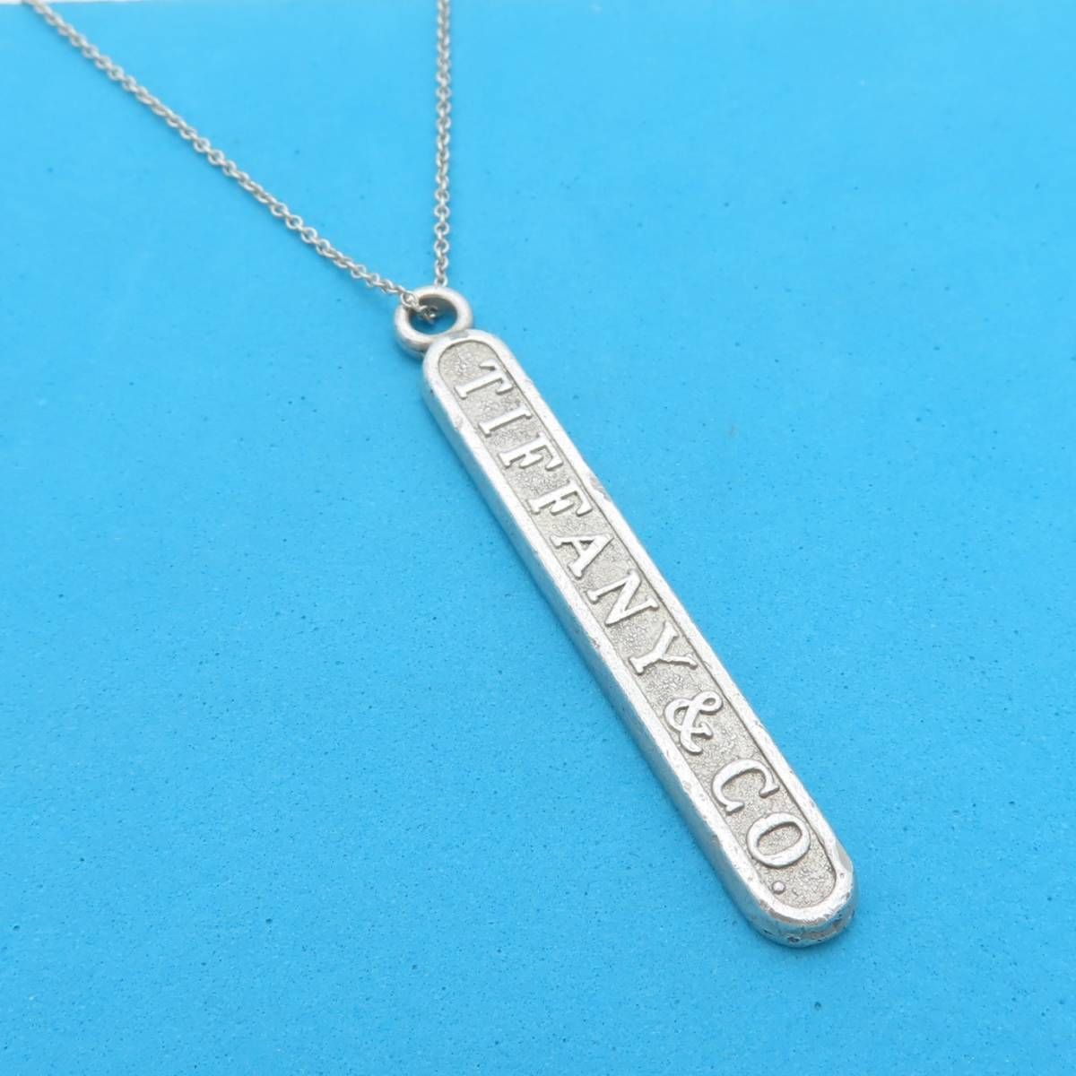 極希少 Tiffany&Co. ティファニー ロゴ バー プレート シルバー ネックレス SV925 タグ HA62