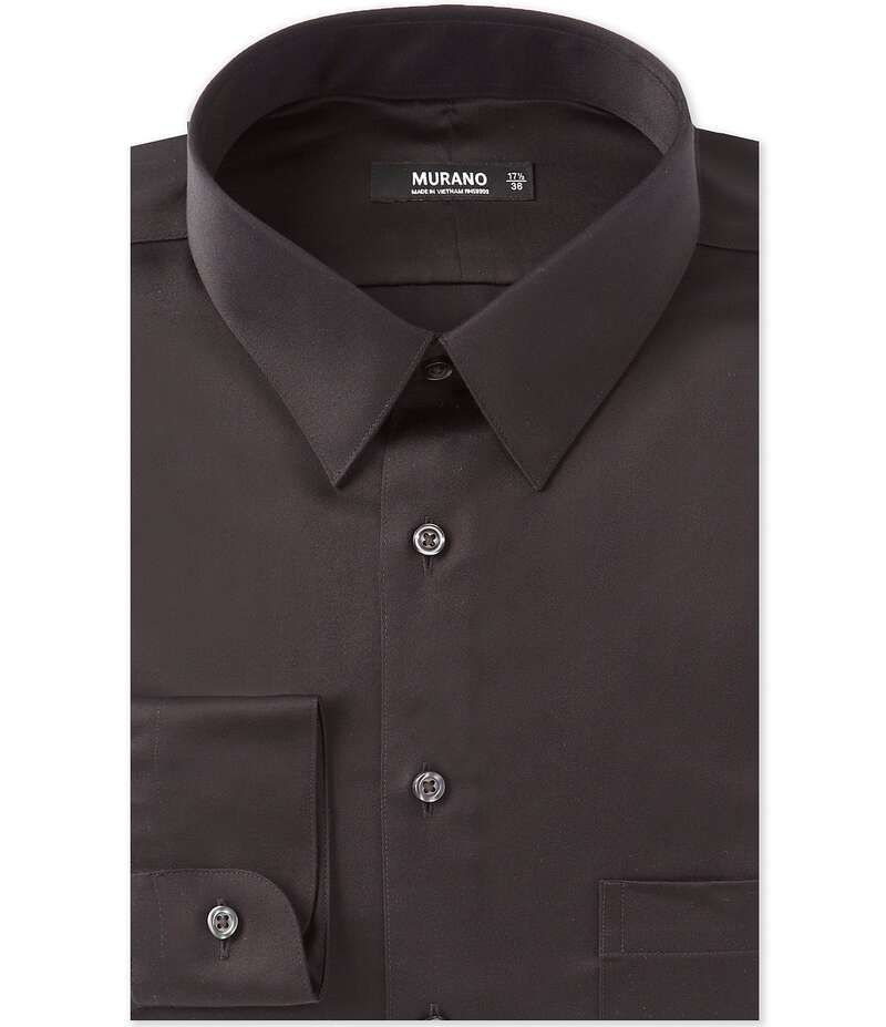 ムラノ メンズ トップス シャツ Tシャツ Murano SlimFit Point Collar Sateen Dress Shirt Black ブラック