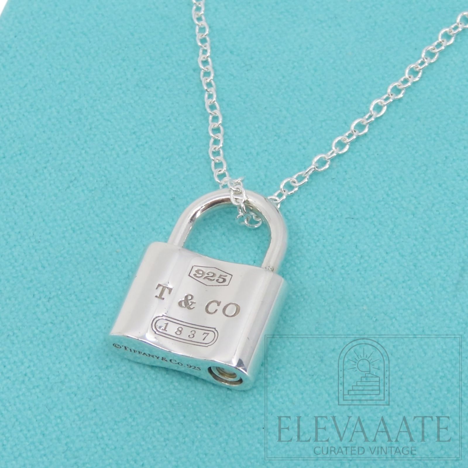 美品 Tiffany&Co. ティファニー 1837 カデナ ロック シルバー ペンダント トップ SV925 南京錠 ネックレス TO924
