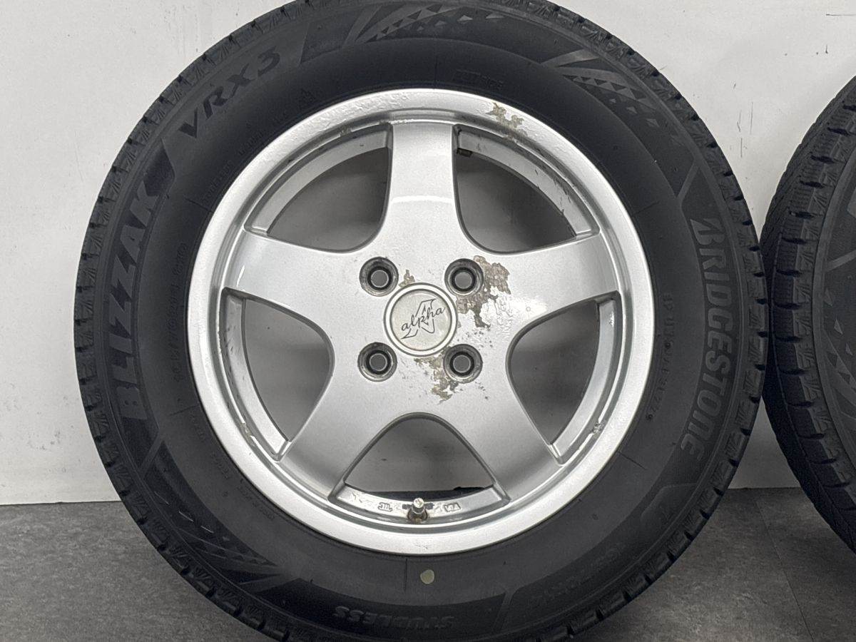 バリ溝】alpha 14in 4.5J +46 PCD100 ブリヂストン ブリザック VRX3
