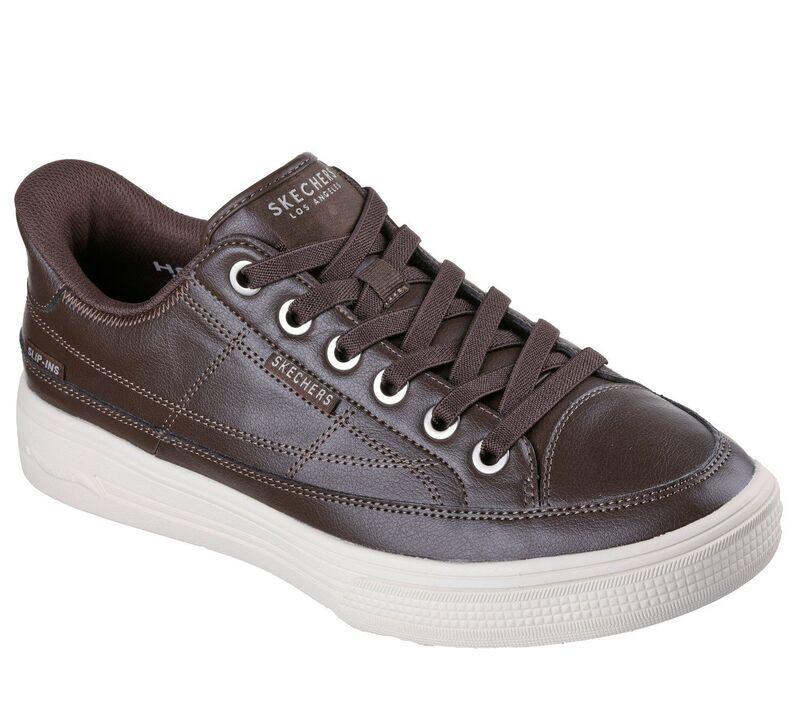 スケッチャーズ メンズ シューズ スニーカー Skechers Hands Free Slipinstreet Arch Fit Arcade Catch Ya There Menshoes Choc