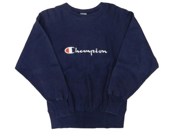 ▲★90s チャンピオン リバースウィーブ 長袖スウェット サイズM ネイビー USA製 プルオーバー トレーナー Champion 古着 中古品(134)