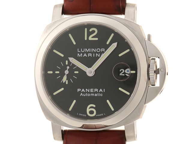 PANERAI パネライ ウォッチ ルミノール マリーナ 時計 PAM00048 OP6760 腕時計_x000D_
 ステンレススチール/本革 ブラック 自動巻き メンズ【中古】 PANERAI パネライ ウォッチ ルミノール マリーナ 時計 PAM00048 OP6760