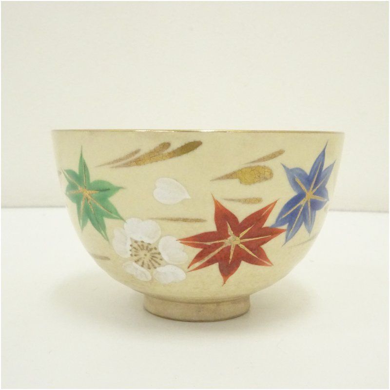 京焼 祥雲造 色絵草花茶碗 茶道 抹茶 おしゃれ 抹茶茶碗 抹茶碗 和食器