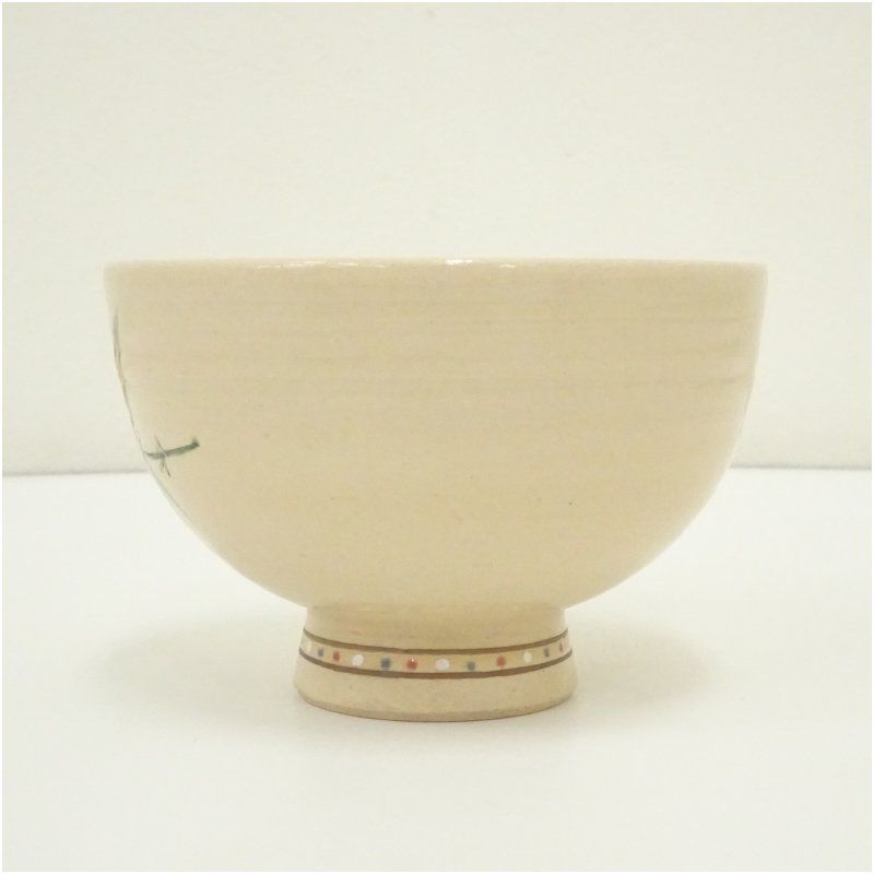 京焼 水出宋絢造 乾山色絵筍茶碗（紙箱） 茶道 抹茶 おしゃれ 抹茶茶碗