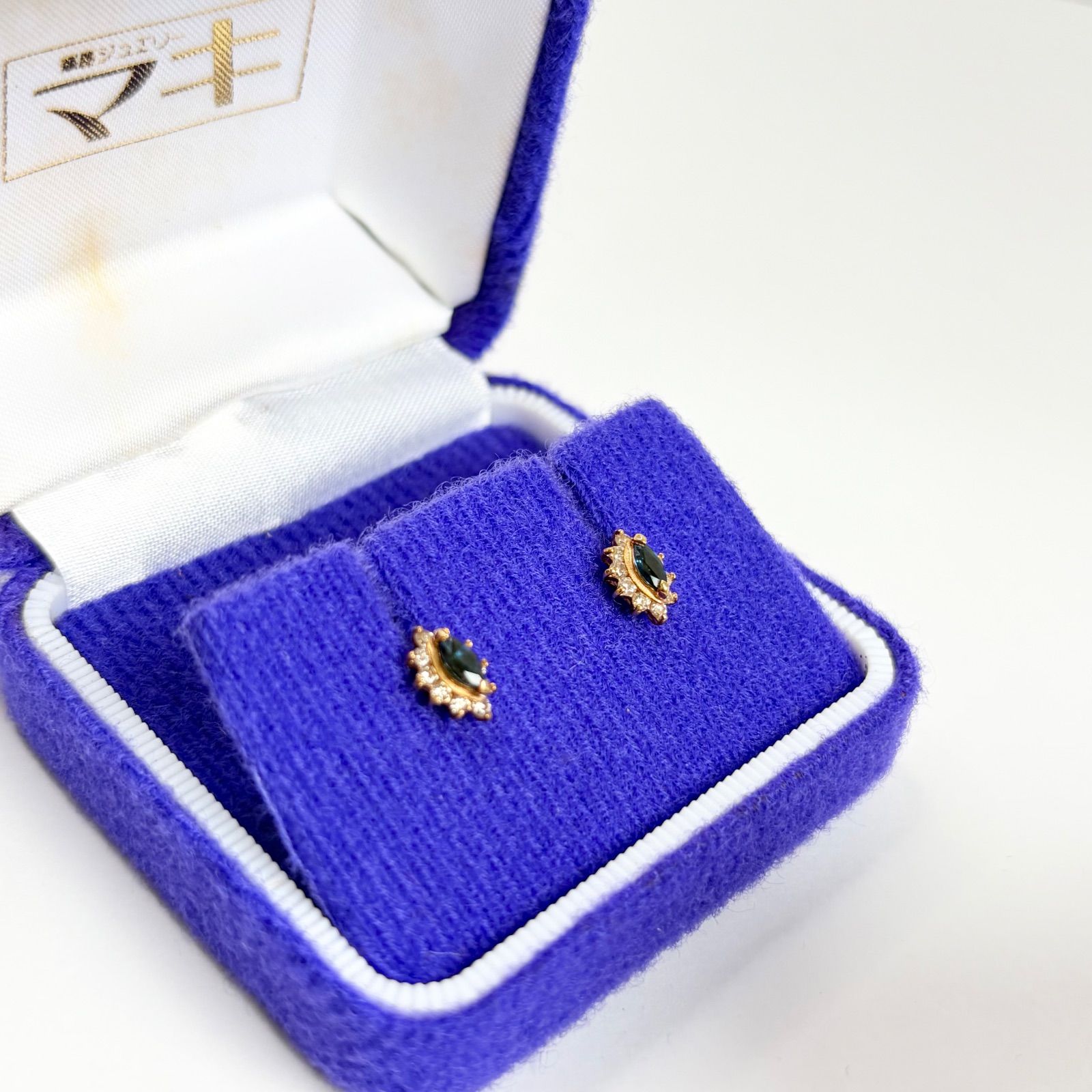 ジュエリーマキ K18 天然サファイア ダイヤ ピアス 18金 クラシック