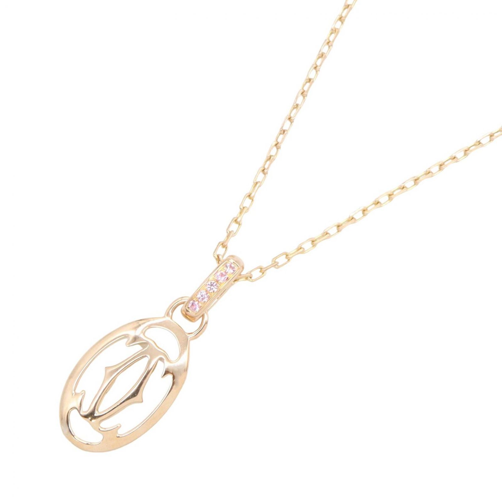 カルティエ CARTIER ネックレス ロゴドゥーブルC ピンクサファイア ネックレス 首回り38.5/42㎝ K18PG（ピンクゴールド） ロゴドゥーブルC ピンクサファイア ネックレス