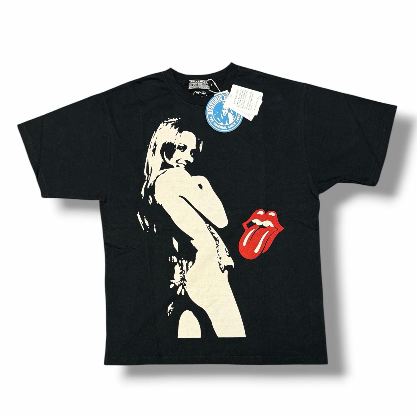 未使用 HYSTERIC GLAMOUR × THE ROLLING STONES プリントTシャツ 半袖カットソー ヒステリックグラマー × ローリングストーンズ 02241CT45496 ブラック L （4262M）
