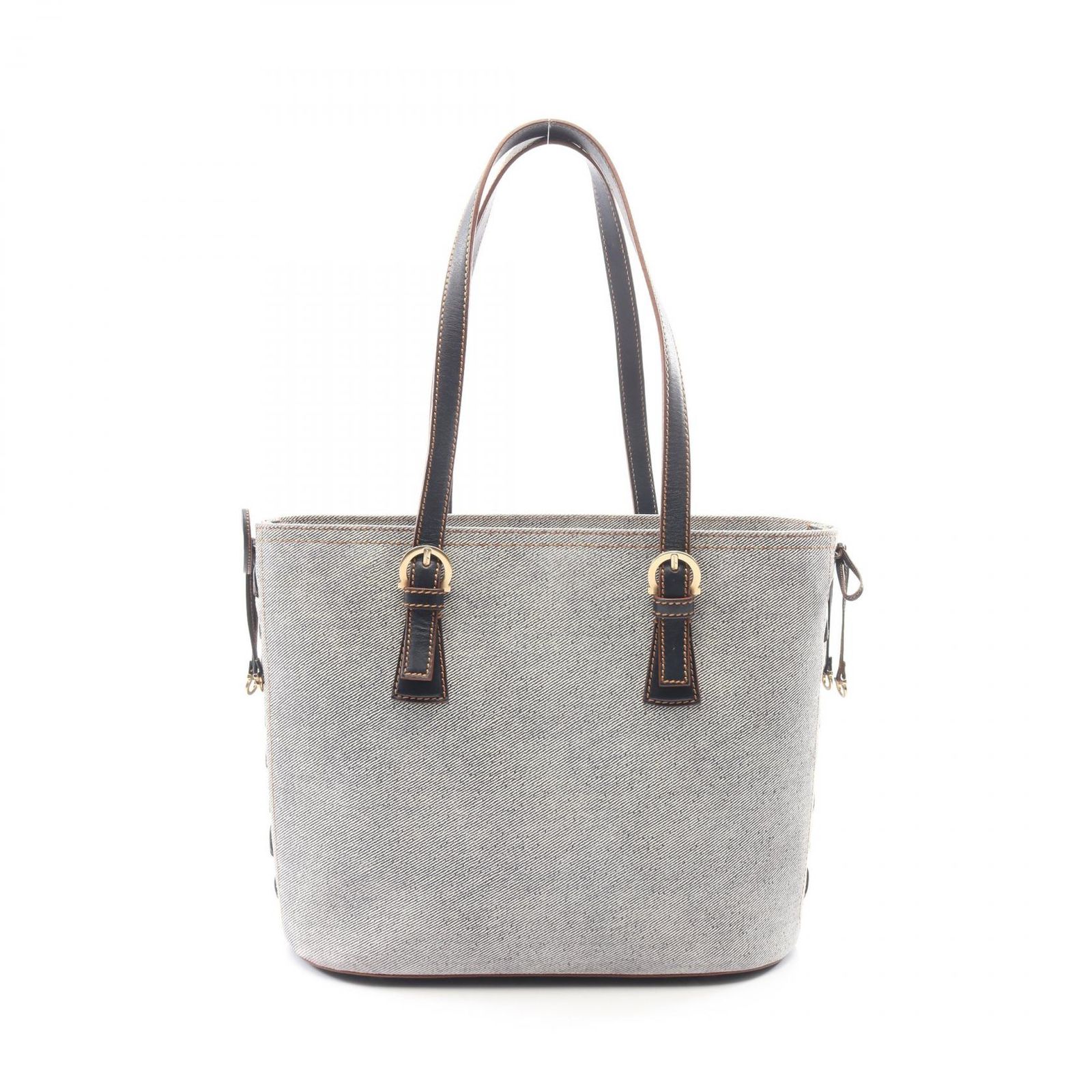 サルヴァトーレフェラガモ Salvatore Ferragamo トートバッグ サイドリボン ネイビー デニム レザー トートバッグ レディース Used A