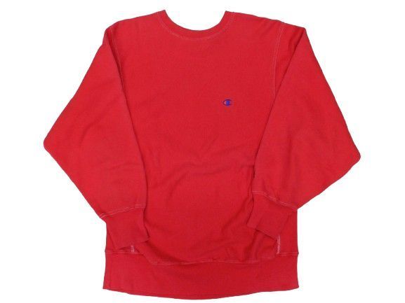 ▲★90s チャンピオン リバースウィーブ 長袖スウェット サイズL レッド プルオーバー トレーナー 古着 中古品(134)