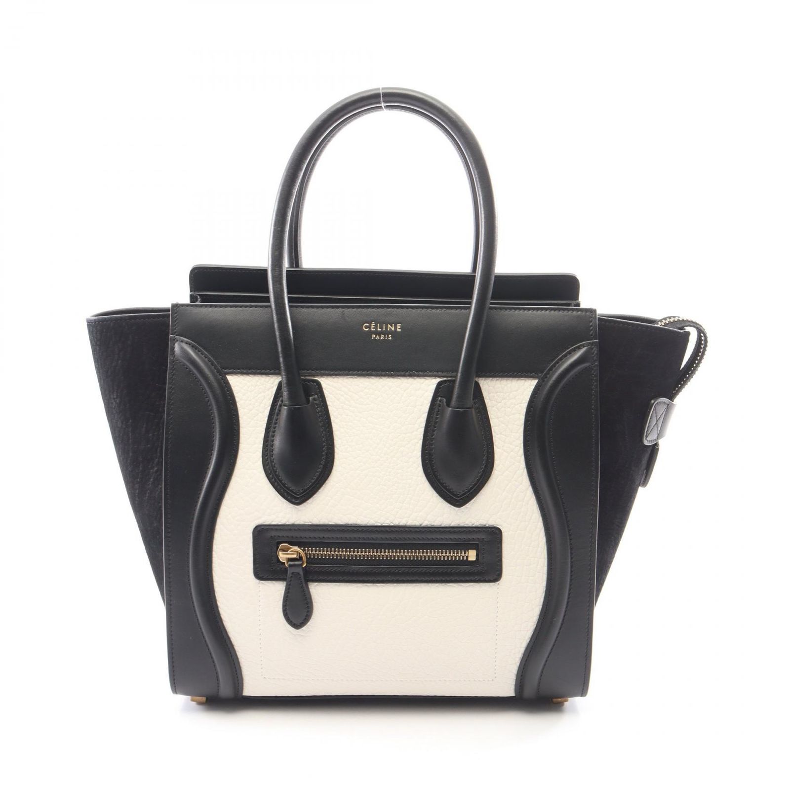 セリーヌ CELINE トートバッグ ラゲージ マイクロショッパー 167793 ブラック/ホワイト レザー ラゲージ マイクロ ショッパー レディース Used A