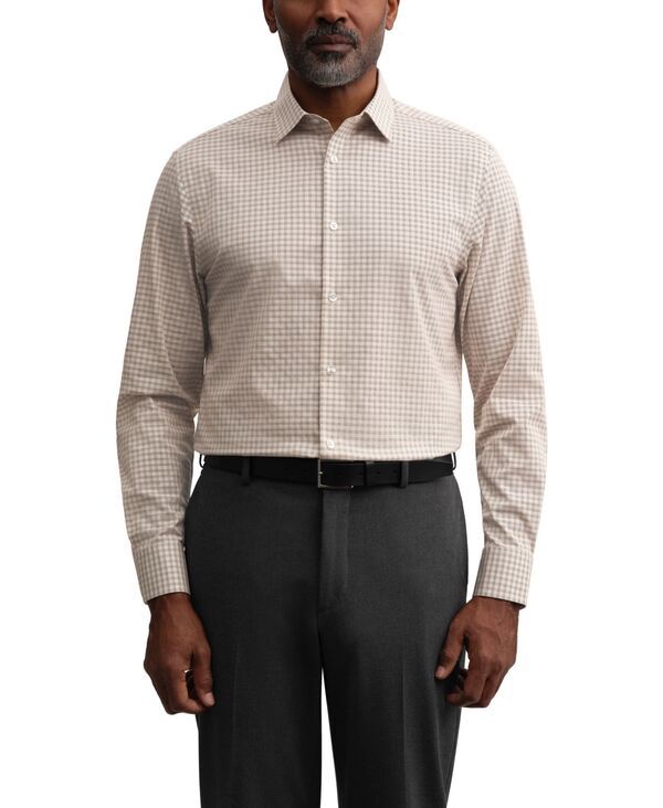 カルバンクライン メンズ トップス シャツ コットン Calvin Klein Mens Refined Cotton Stretch Spread Collar Dresshirtaupe トープ