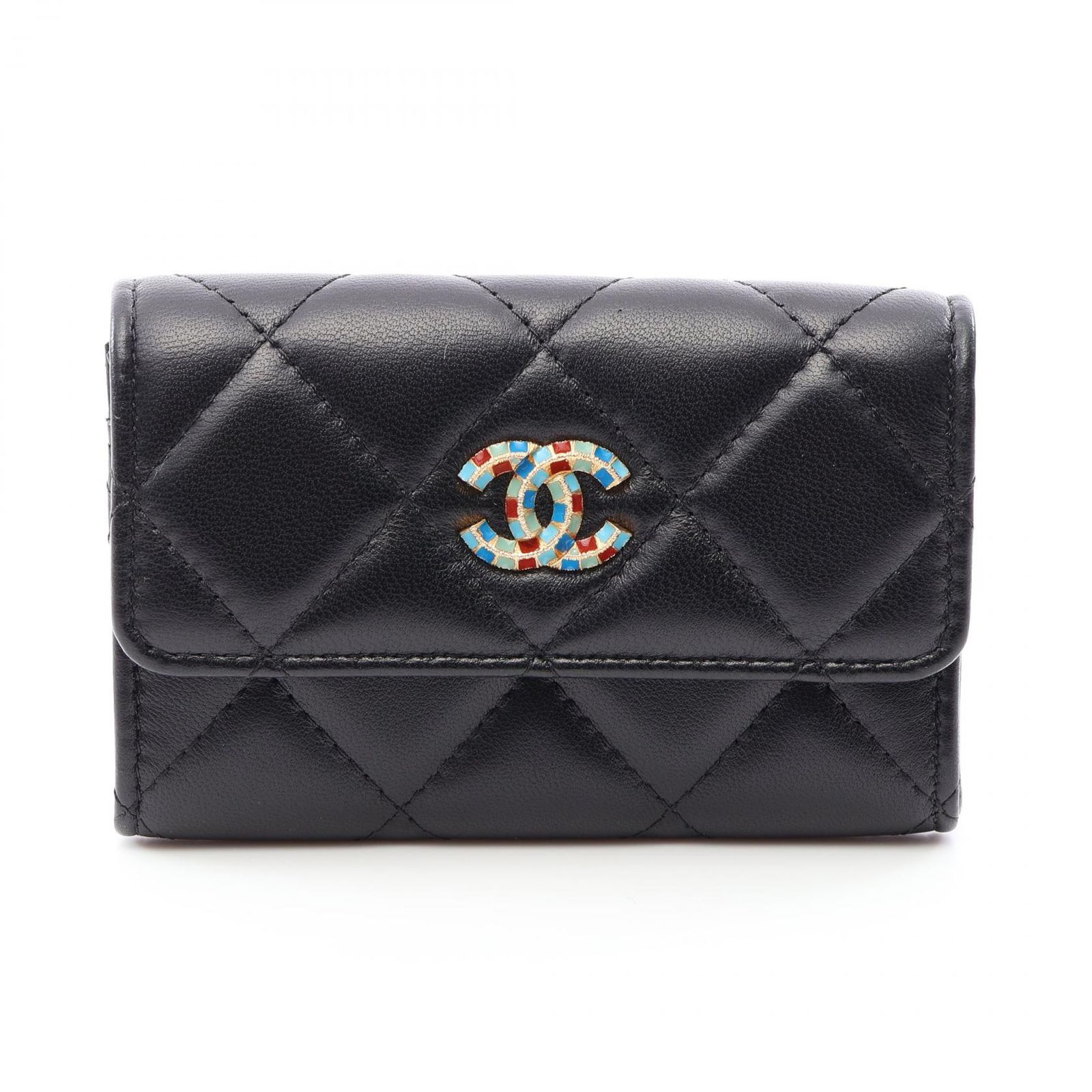 シャネル CHANEL カードケース マトラッセ ブラック ラムスキン（羊革） マトラッセ カードケース レディース Used A