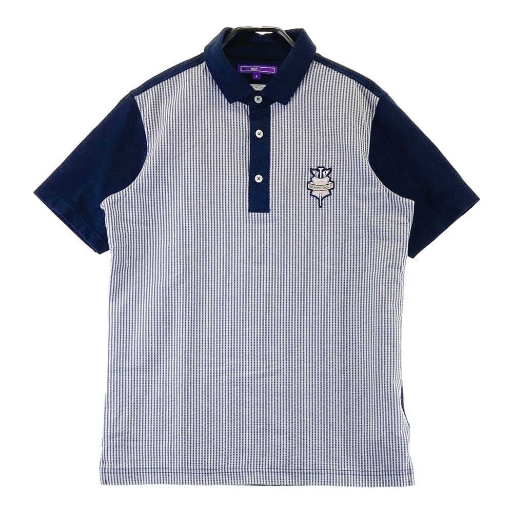 サイズ：S BEAMS GOLF ビームスゴルフ 半袖ポロシャツ ストライプ柄 ネイビー系 [240101710970] ゴルフウェア メンズ ストスト