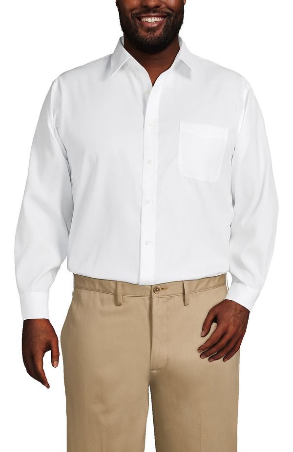 ランズエンド メンズ トップス シャツ Lands End Solid No Iron Supima Pinpoint Straight Collar Dresshirt White ホワイト