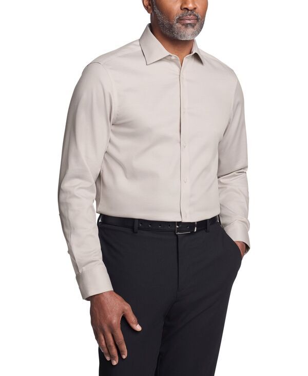 【送料無料】 カルバンクライン メンズ シャツ トップス Calvin Klein Mens Steel Stretch Slim Fit Dress Shirt Sandstone