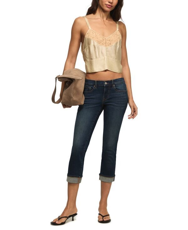 【送料無料】 ラッキーブランド レディース デニムパンツ ボトムス Womens MidRise Sweet Crop Jeans Ink Stain Wash