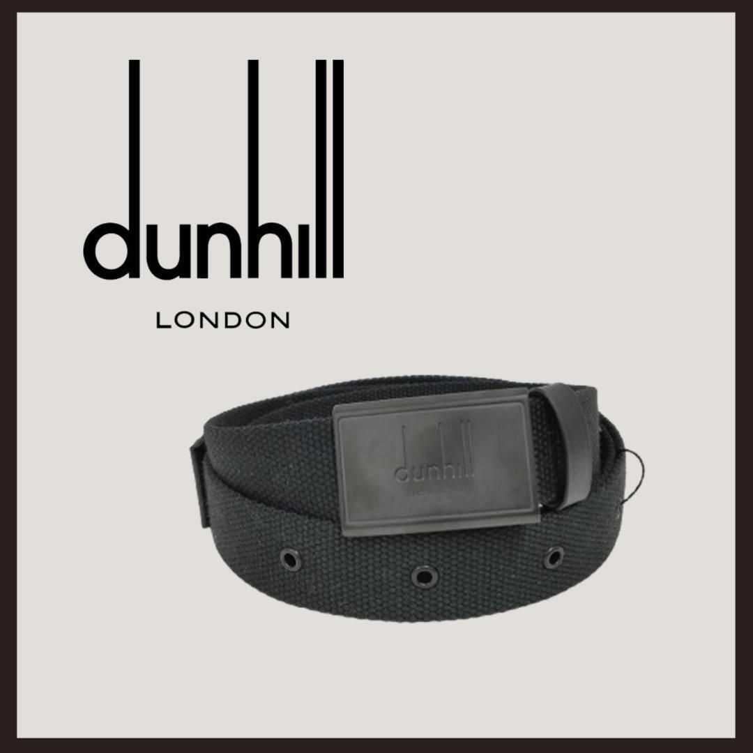 新品 未使用 ダンヒル メタルバックルベルト コットンベルト ブラック 【DUNHILL】