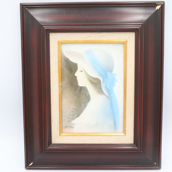【帽子の女】 中原 徹 作 絵画 人物像 41cm×34cm【ww】【中古】5000003800300015