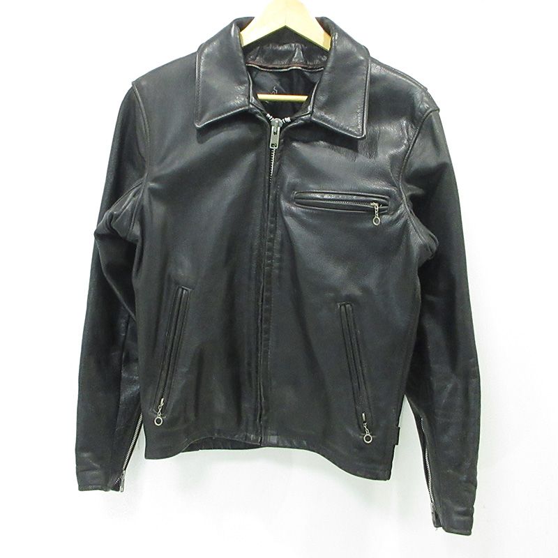 【三重本店】 中古 schott | ショット TRUCKER JACKET トラッカージャケット シングルライダースレザージャケット 642 ブラック サイズ：34 【93】