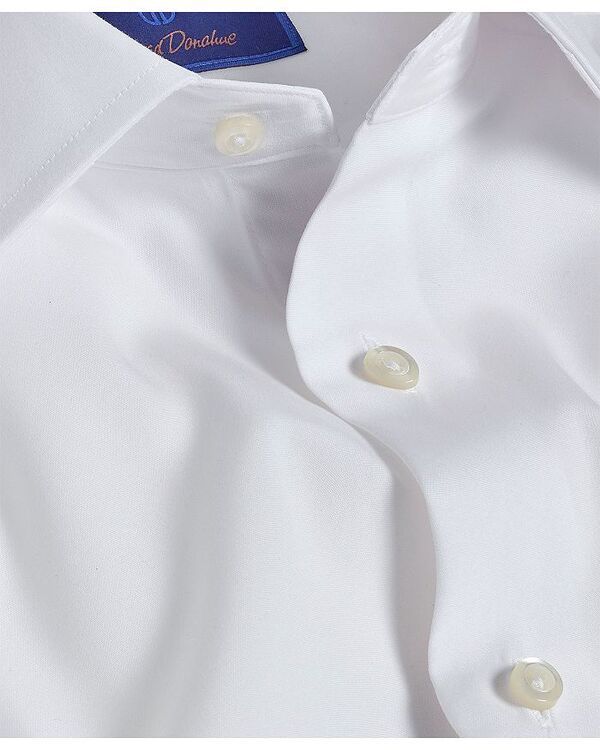 デイビッドドナヒュー メンズ トップス シャツ スリムフィット David Donahue Slim Fit Broadcloth French Cuff Dress Shirt White ホワイト｜詳細画像
