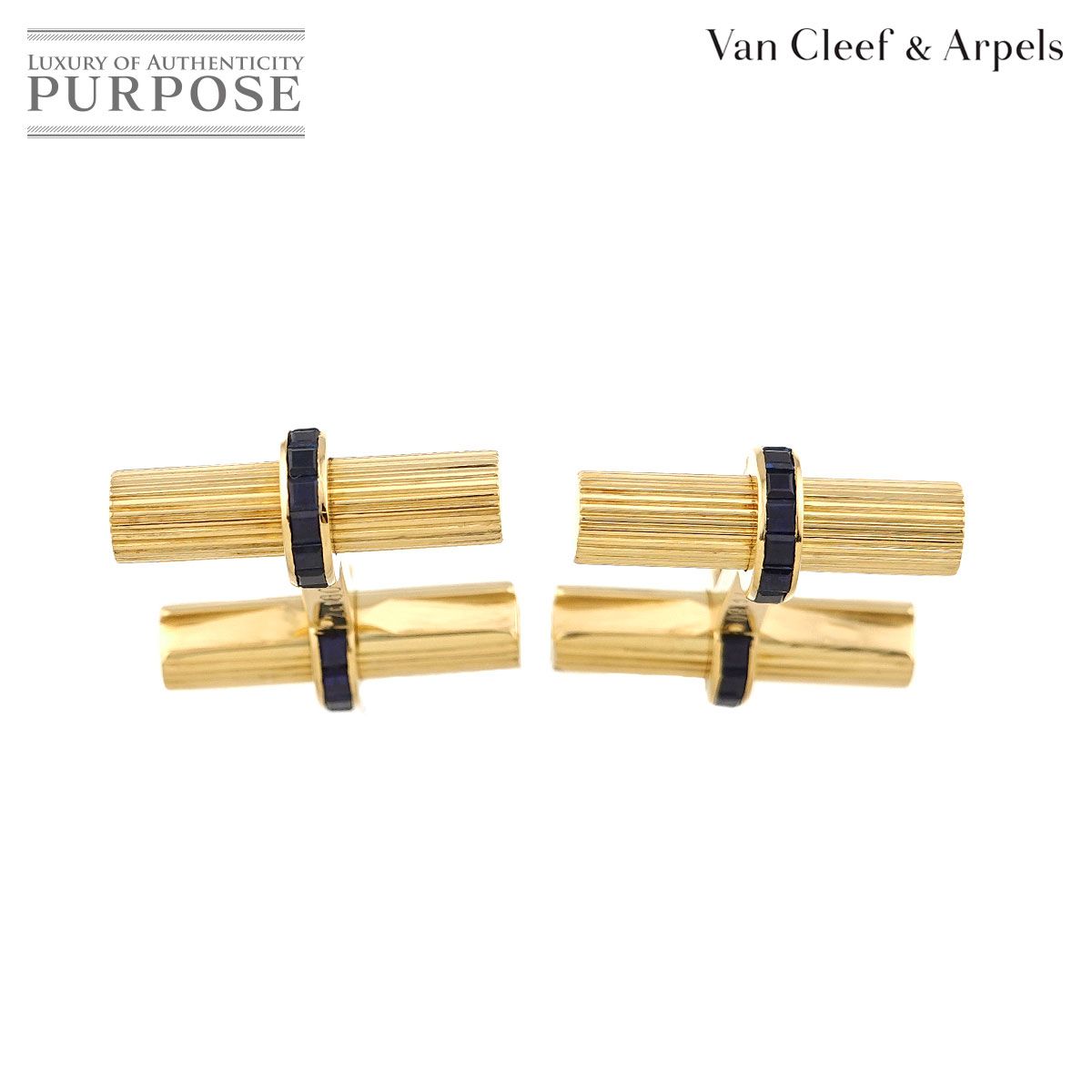 ヴァンクリーフ & アーペル Van Cleef & Arpels サファイヤ カフス K18 YG イエローゴールド 750 Cuff Links 90323066