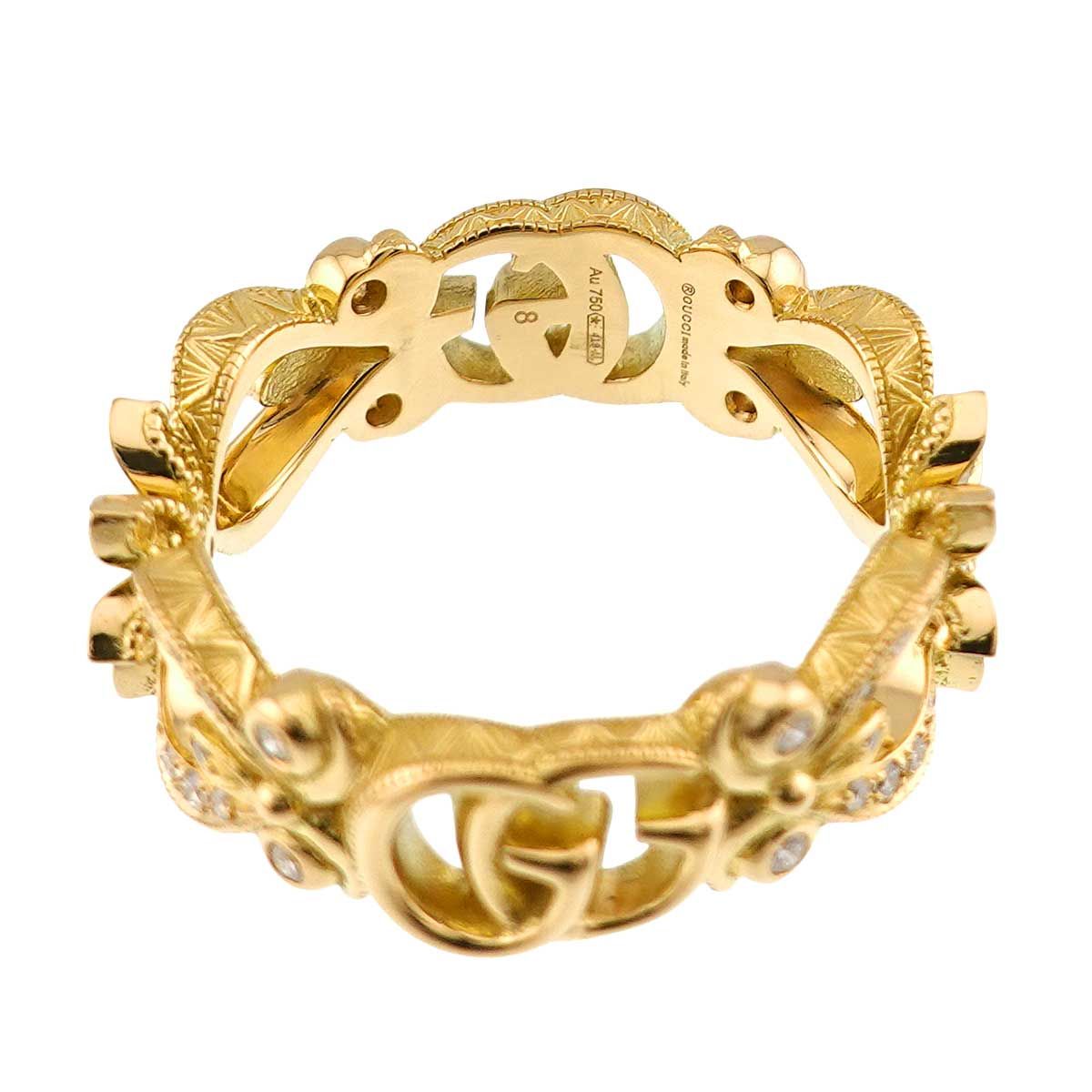 グッチ GUCCI フローラ #8 リング ダイヤ K18 YG イエローゴールド 750 