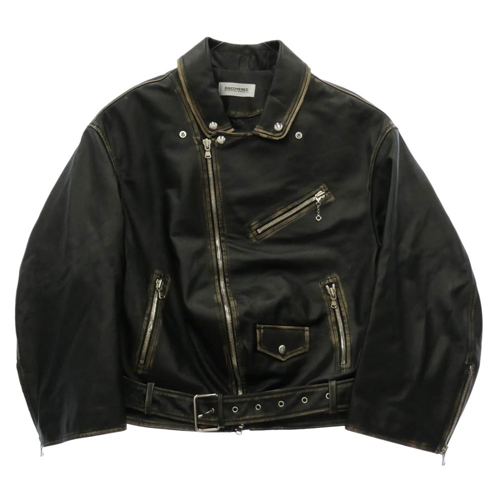 DISCOVERED ディスカバード DC-AW25-BL-08 LEATHER W RIDERS BLOUSON カウレザー ライダース ブルゾン ブラック系 1【中古】 DISCOVERED ディスカバード DC-AW25-BL-08 LEATHER W RIDERS BLOUSON