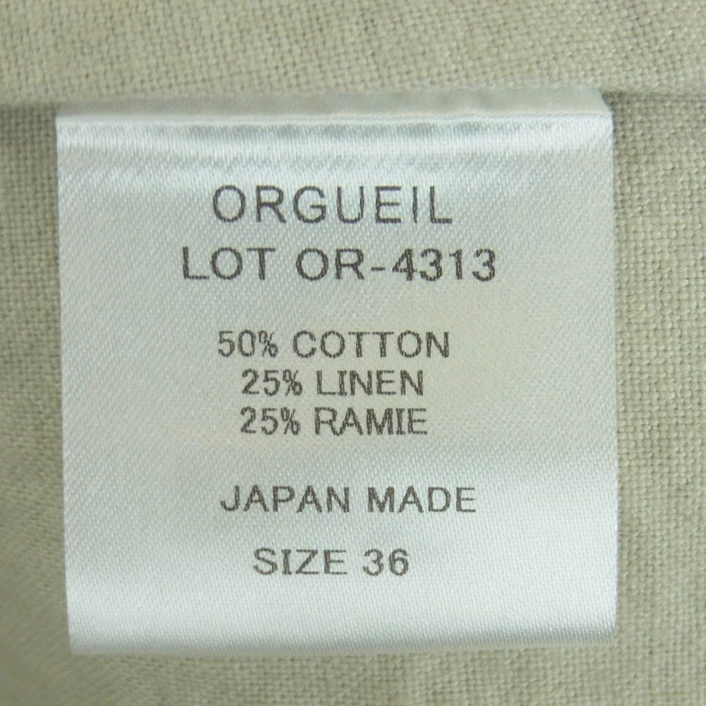 ORGUEIL オルゲイユ OR-4313 Cotton Linen Sack Jacket コットン