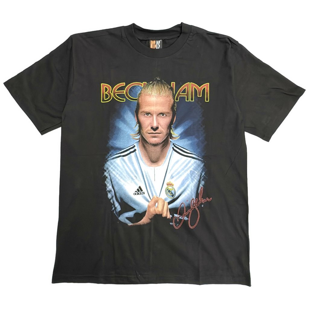 00年代 レアル・マドリード デビッド・ベッカム 半袖Ｔシャツ プロチーム サッカー ブラック(メンズ L)中古 古着 Y3910