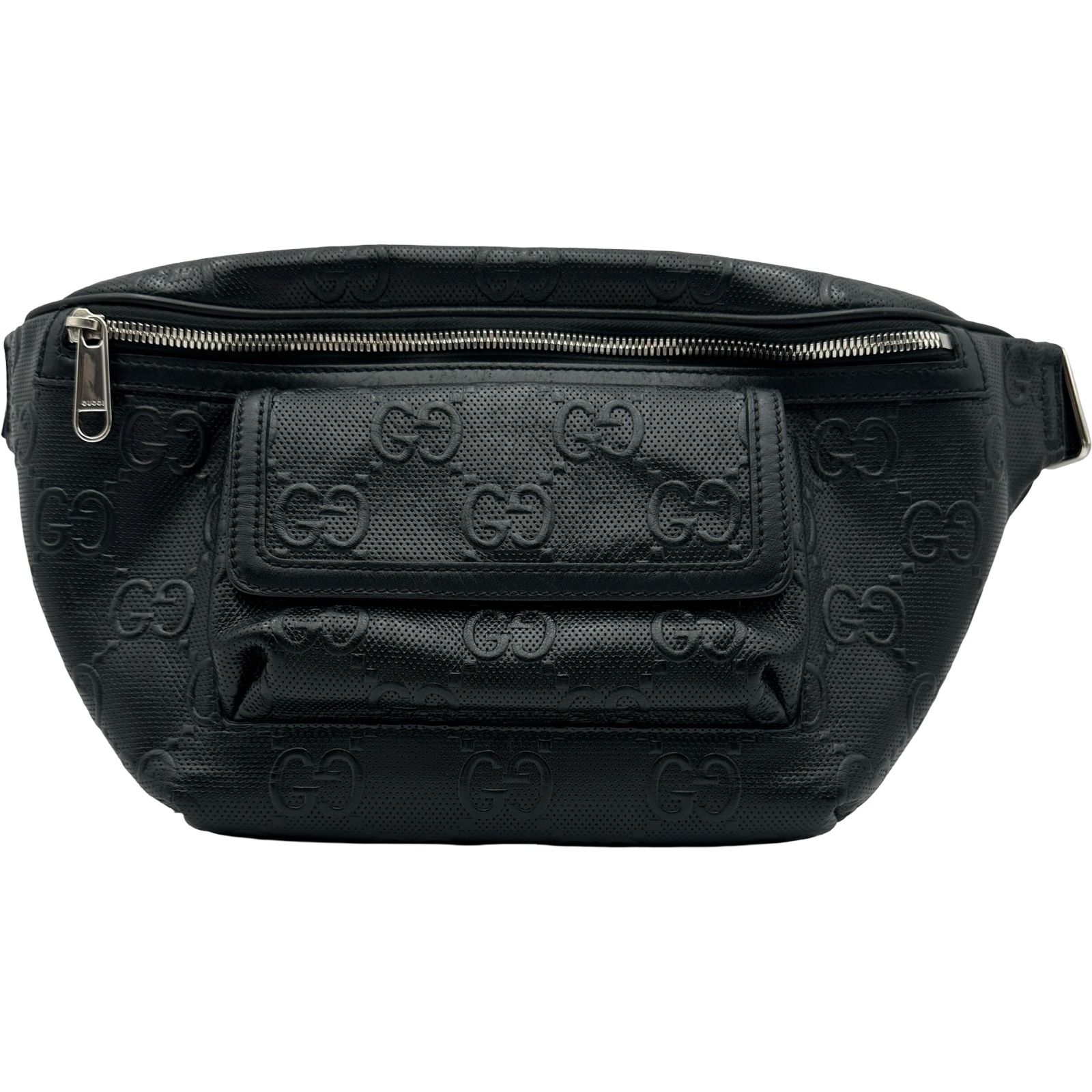 グッチ GUCCI GGエンボスベルトバッグ 645093 ブラック　シルバー金具 GGエンボス メンズ ボディバッグ