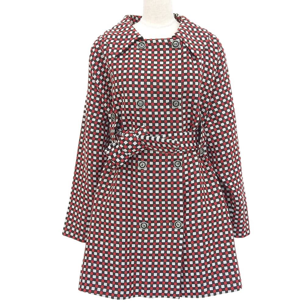 【本物保証】 超美品 エンポリオ アルマーニ EMPORIO ARMANI ダブルブレストコート 38 レディース アウター 市松格子 ドット柄 水玉模様