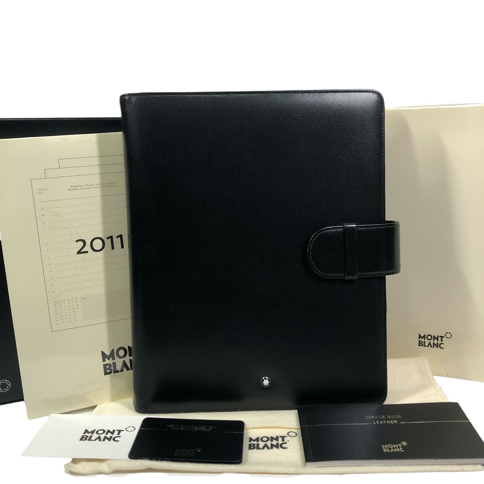 【モンブラン】本物 MONT BLANC システム手帳 A5サイズ ホワイトスター 6穴式 手帳カバー 文房具 黒 レザー メンズ レディース ドイツ製 箱