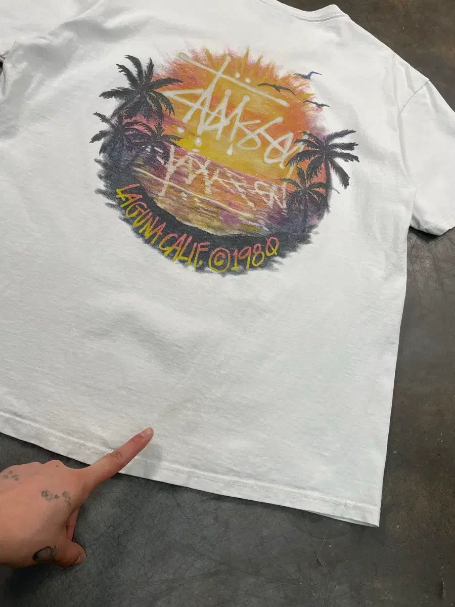 古着 stussy 半袖シャツ シアサッカー ステューシー ストリート SUNSET